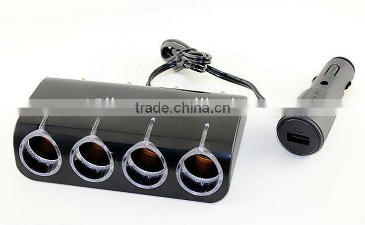 12V/24V 4 way sockets with USB and switch