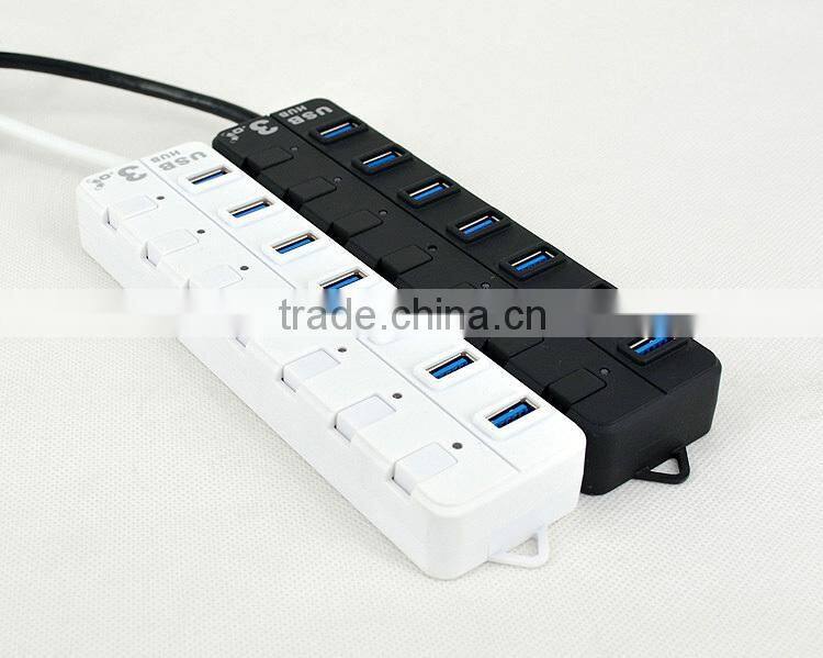 Ultra Hi-Speed 7 port usb 3.0 hub from usb por hub suppliers with individual switches and LED Lights for computer accessory