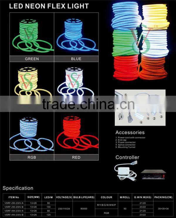 CE RoHS GS SAA approved Waterproof Flexible tube LED neon light