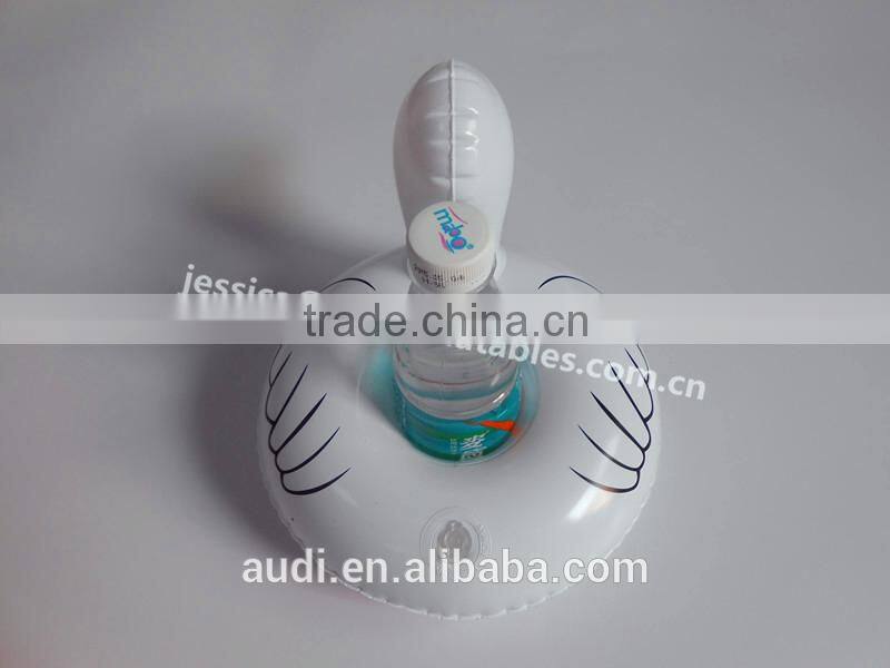 Plastic inflatable floating swan cup holders