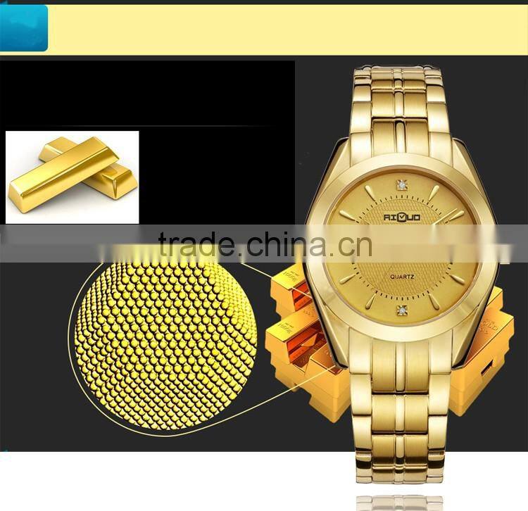 All gold case and band couple watches for rich his and hers quartz watches