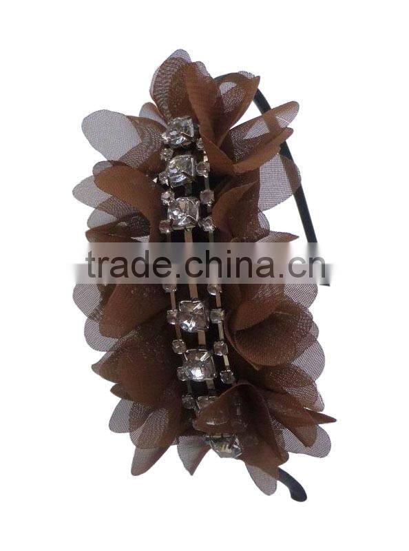 beautiful chiffon flower hairband with claw chain