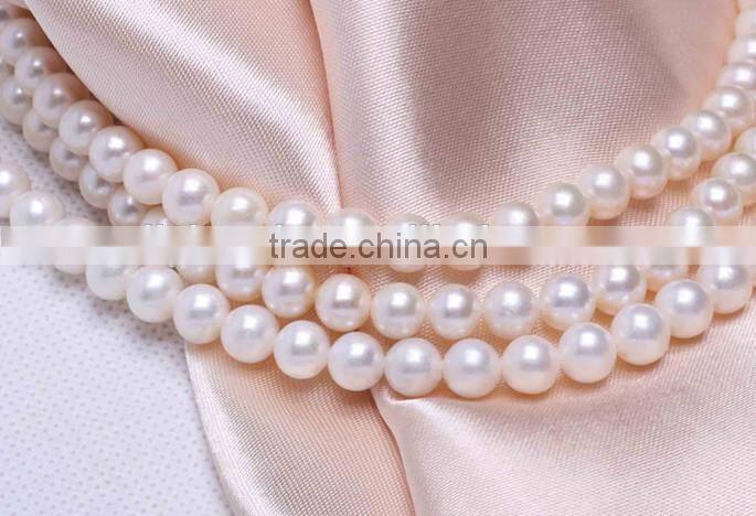High quality AA1 Grade natural 7.0-8.0mm white/mauve round freshwater pearl