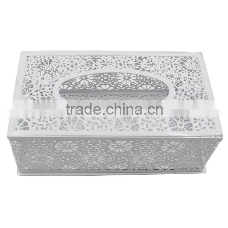 Custom fancy design iron metal embossing decorate car facial tissue box