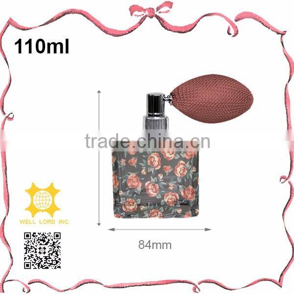 Colorful sprinkle dots perfume glass atomizer with royal blue bulb