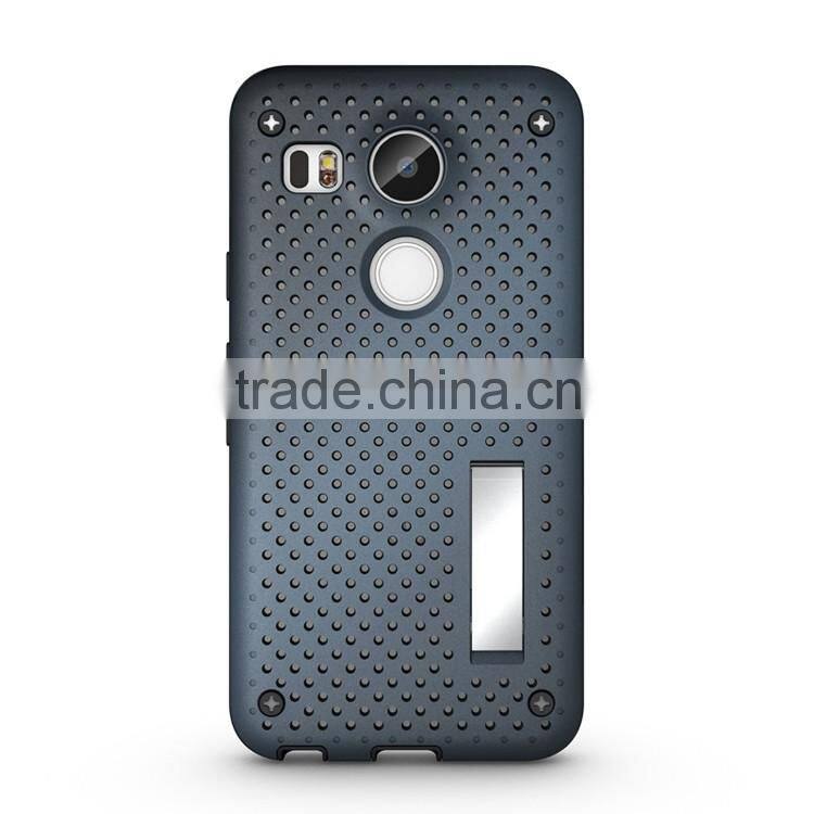 Cell Phone Accessories Dual Layer Kickstand Mesh Cover Case for Nexus X5