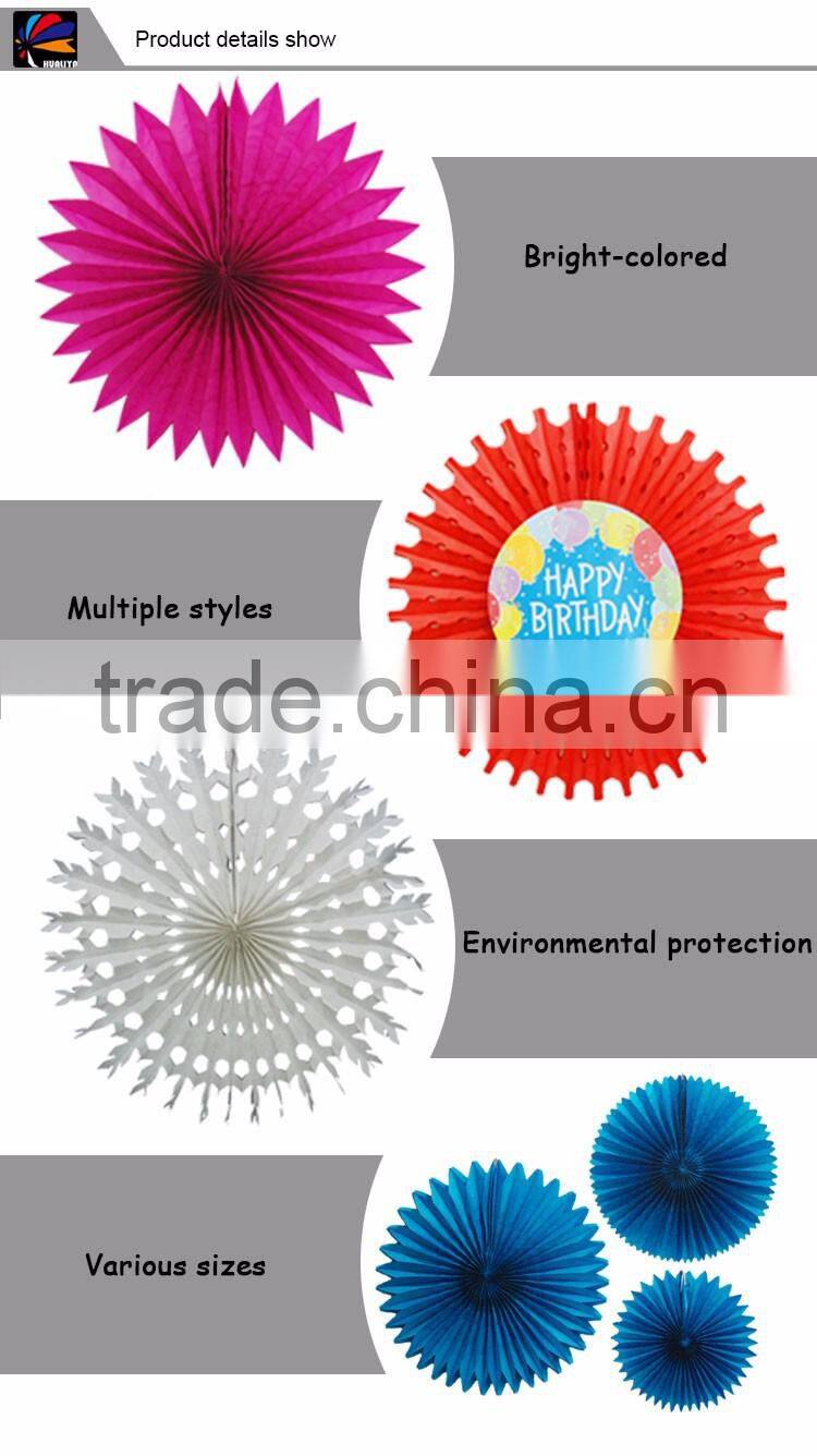 Colorful party round shaped honeycomb paper fan tissue paper fan