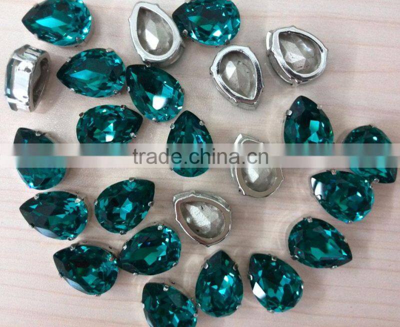 Tear drop sew on stone in claw for garment decoration