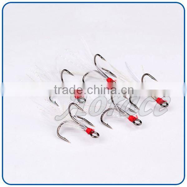 Good stability less harm the fish white feather weedless fishing hooks