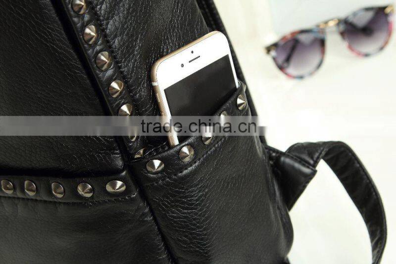 2016 Most popular wicker zipper waterproof backpack and Rivets shoulder bag