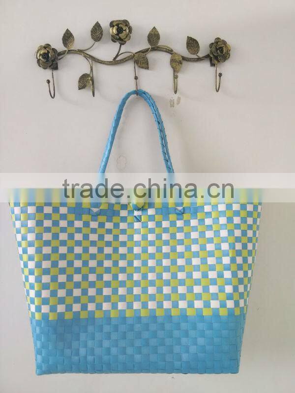 PP stripes straw handbag