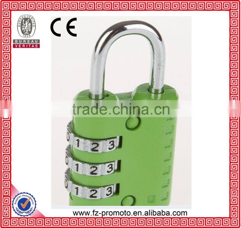 customize design 2015 Top Security 3 digits combination padlock/resettable number lock