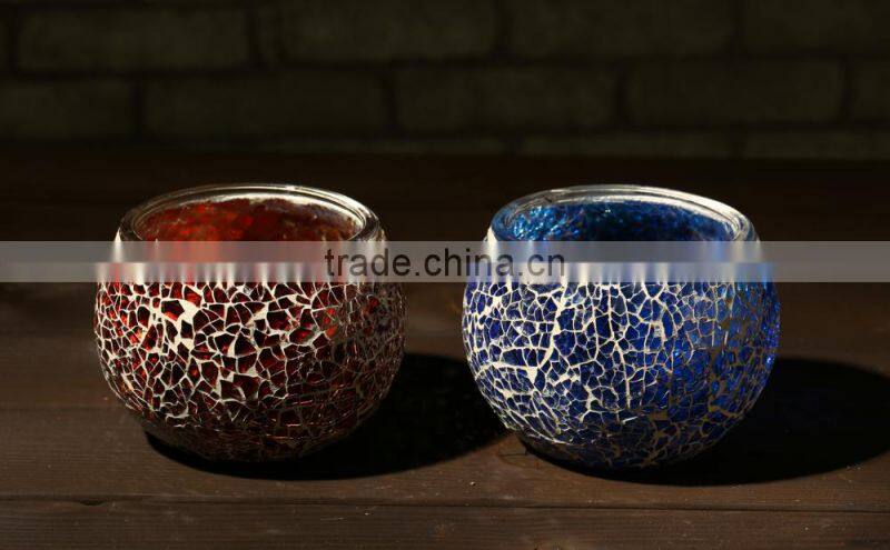 Mosaic style Glass Candleholder colored glass jar