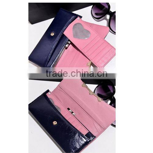 2014 latest oily leather women wallet, hand scratch purse, Korea design flower buckle ladies wallet,multi-function (BXYT006)