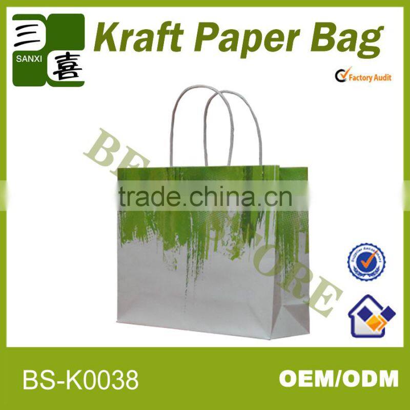 120g kraft paper bag for clothes packaging with one side glossy lamination/garment packaging bag