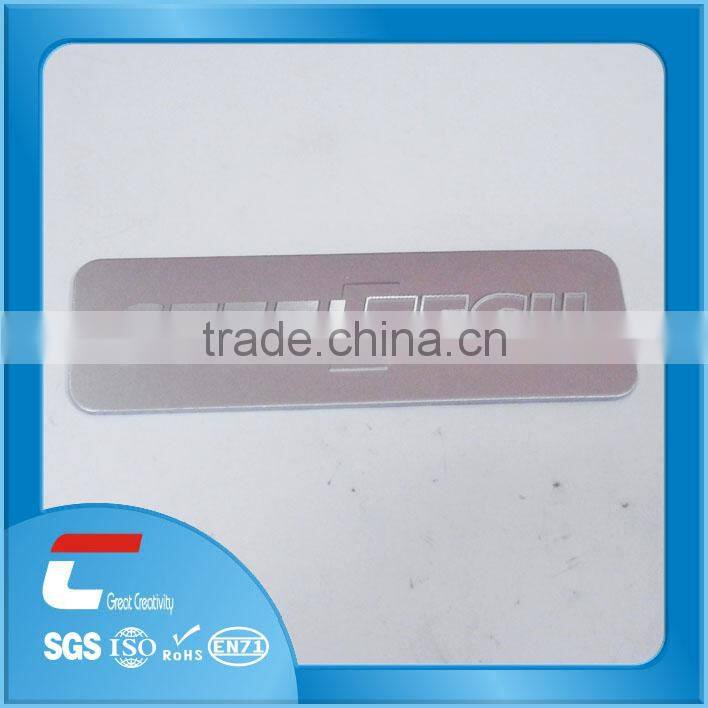 sand blasting aluminum card with adhesive sticker/ custom aluminum card