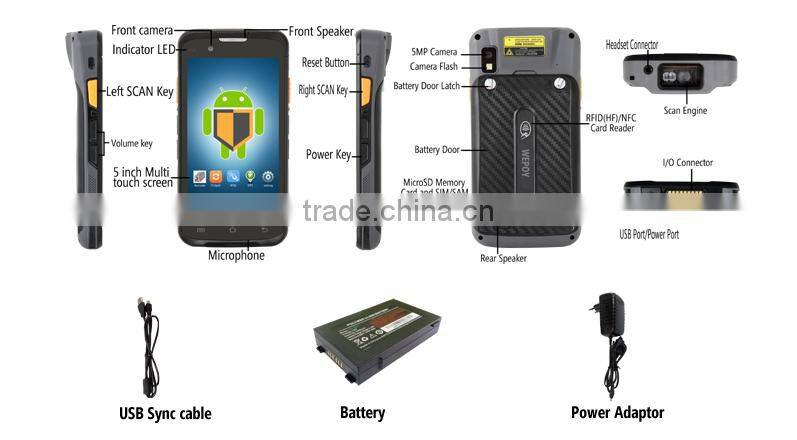 4G touch screen handheld pda barcode scanner