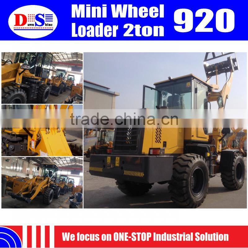 Hot Sale ZLY920 China Mini Wheel Loader 2000kg with CE - 1 cbm Bucket Small Wheel Loader for Sale