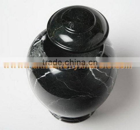 NATURAL STONE BLACK ZEBRA MARBLE URNS