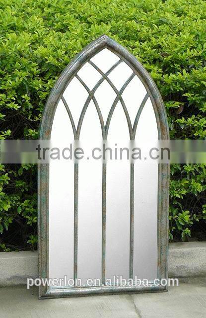 Wrought Iron Frame Antique Decorative Gothic Arch Garden Mirror