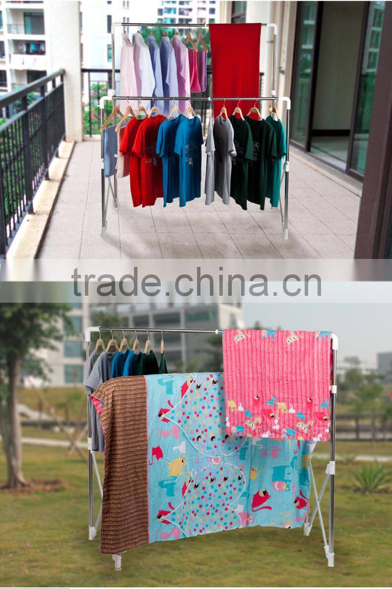 double pole heavy loading callapsible drying rack and clothes rack