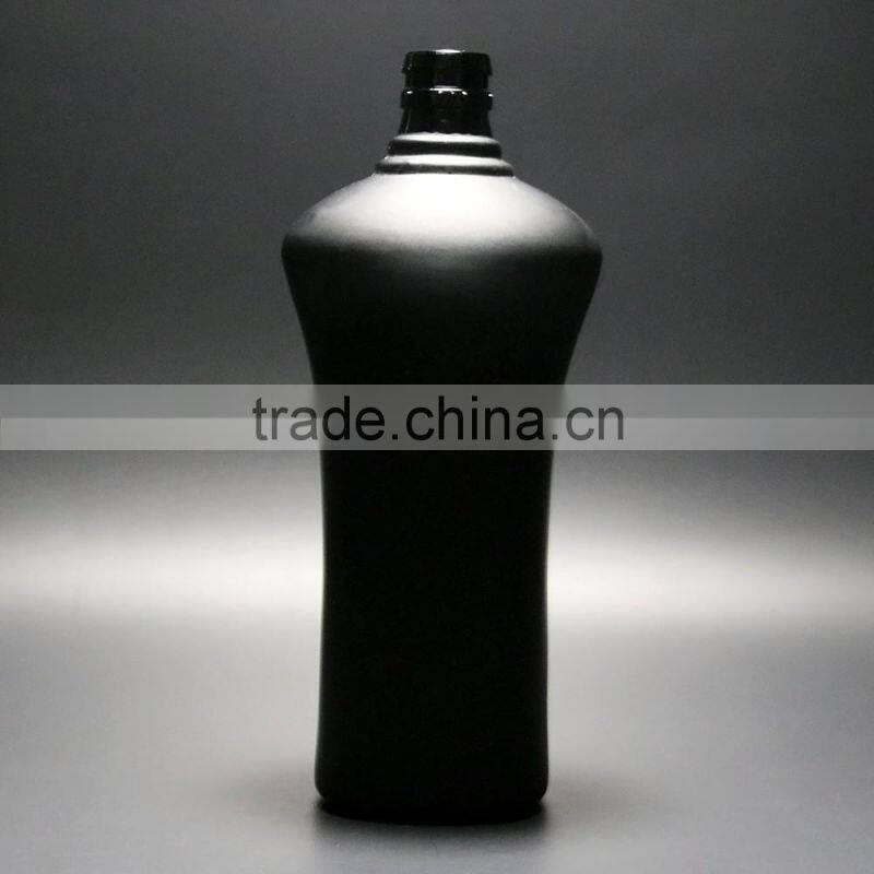 black Raw material matte glass black wine bottle