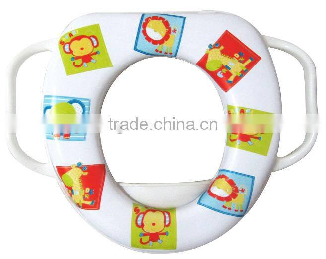 Easy clean soft potty seat with handle/ Children toilet seat