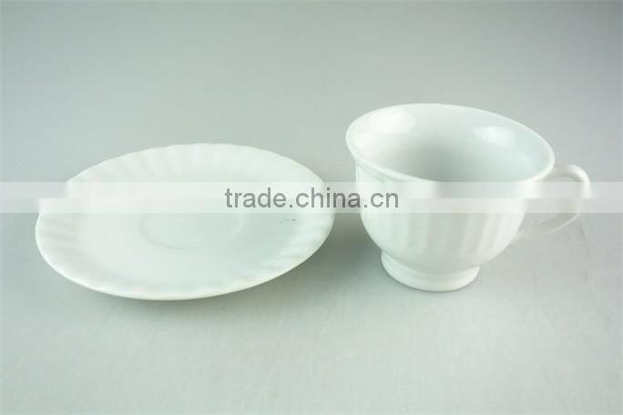 White stock lot for sale ceramic tea / coffee cup & saucer with color box 12 pieces set
