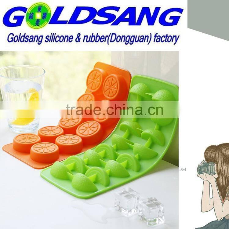 2015 FDA hot selling fruit shaped silicone ice cube tray