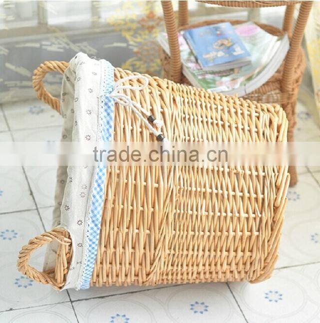 Hot sell large colored wicker recycle laundry basket with handles