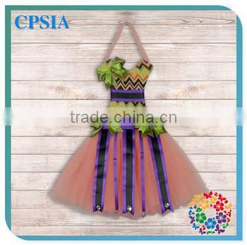 Grey Chevron Striped Rhinestone ribbon bow holder Pink Tulle Pettiskirt Beautiful Party Tutus dresses Decoration for Boutique