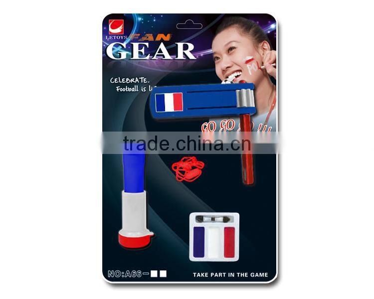 2016 Euro Cup football fans plastic cheering rattle and horn set/ fan gears / soccer fans noise maker kit