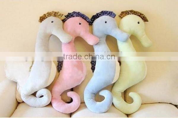 2017 new products cartoon Sea Horse bolster cushion Hi-pile body animal shaped long pillow for promotional gifts