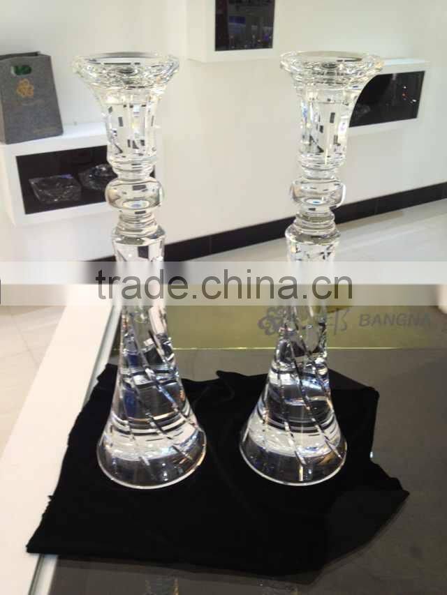 Handmade crystal glass table white 3 arm candelabra with 3 arm