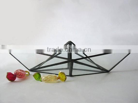 Stained Glass Ship Home Decor Vase Origami Boat Glass 3D sculpture Terrarium