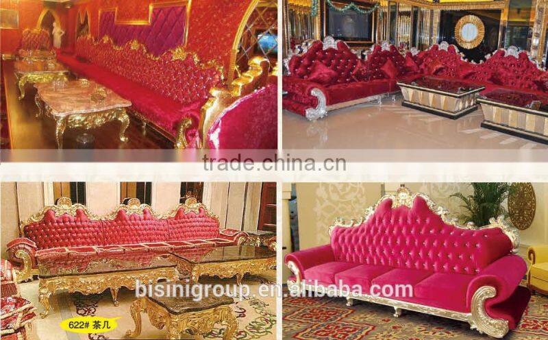 Antique Luxury Sofa Set Customized Size KTV Room Gold Foil Sofa Set For Hotel And Villa (BF09-)