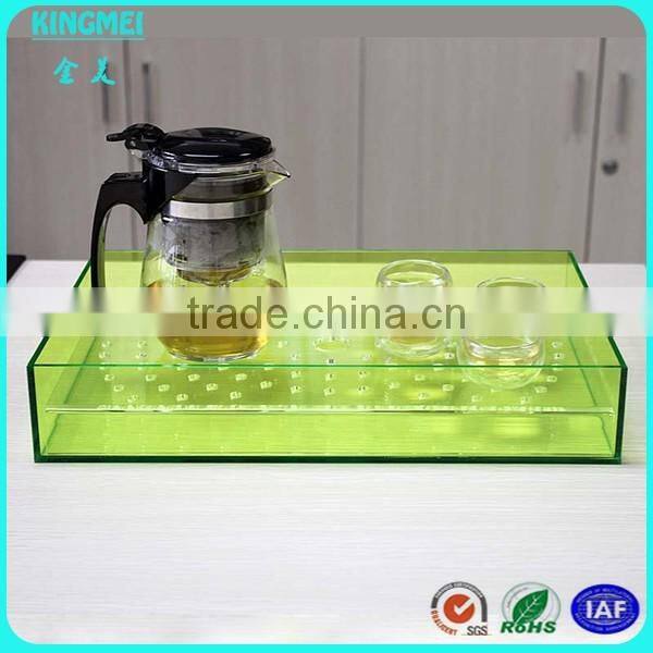 Customized acrylic cup holder, wine glass holder & square clear plexiglass serving trays for hotel