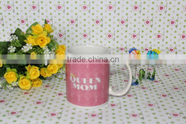 2014 Year Hot Sale 11oz Straight Body Ceramic New Bone China Round Decal Coffee Mug