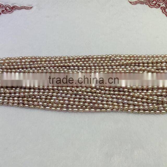 AA 9-10mm Purple Rice Shape Freshwater pearl strand