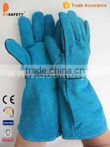 DDSAFETY Green cow grain leather working gloves