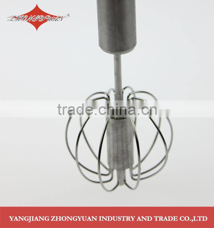 Durable Kitchen Utensil Cooking Egg Tools Stainless Steel Hand Push Egg Beater Whisk Blender 10-inch