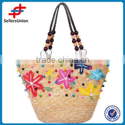 Knit Flower print design beach bags