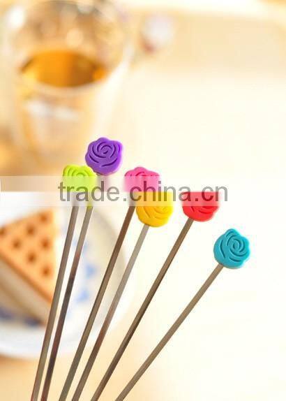 High Quality 2 Pieces Per Set Stainless Steel With Silicone Coffee Stirrer