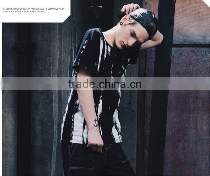 fashionable customized casual black printing t-shirt