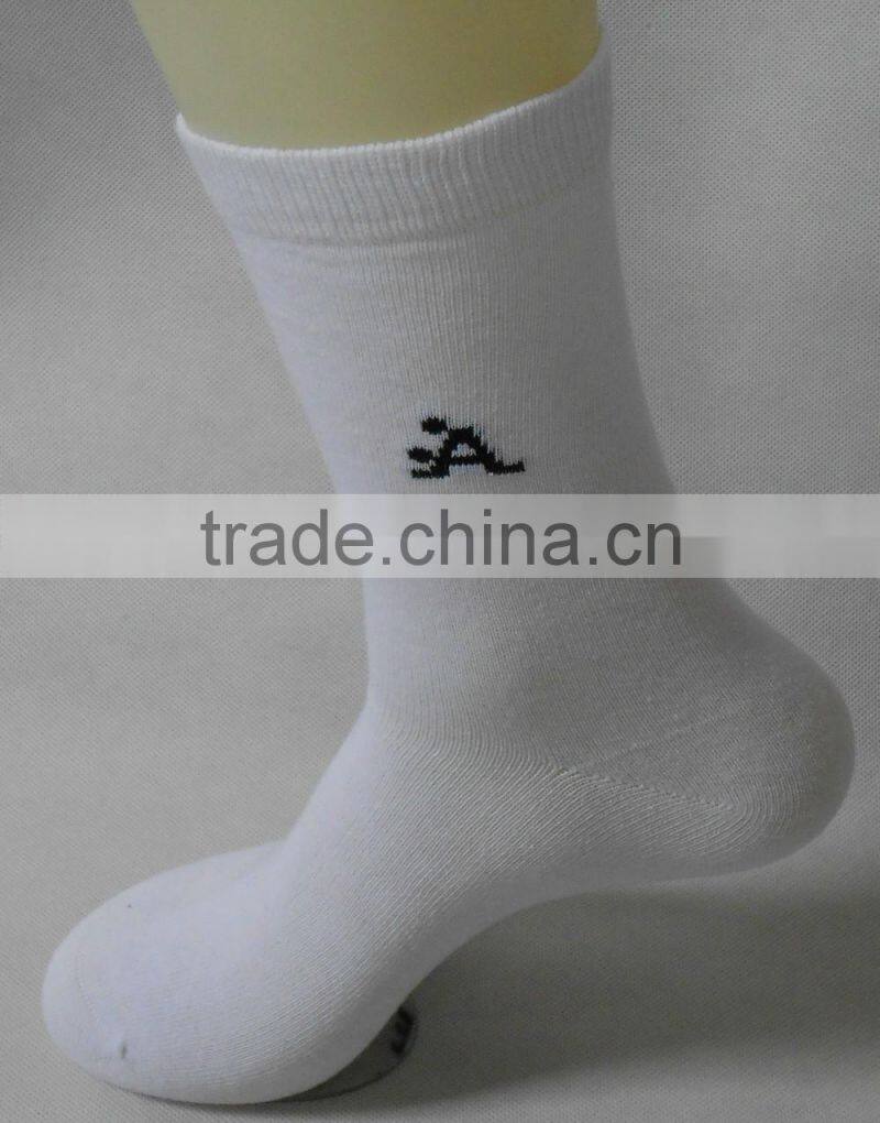 high quality 100% cotton white socks with logo