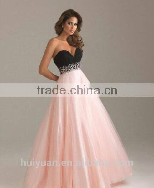 black pink combine beaded sweetheart sleeveless latest evening dress