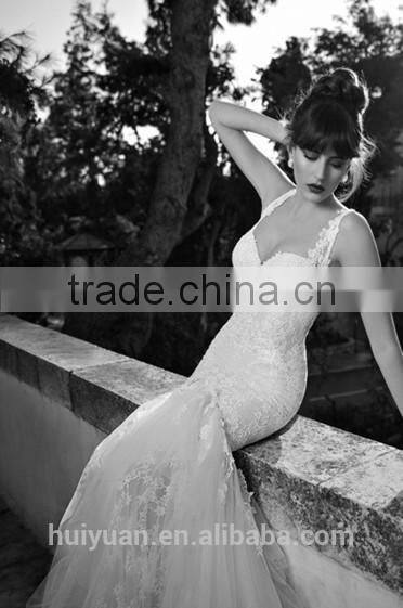 sex lace open back mermaid fish cut wedding dress