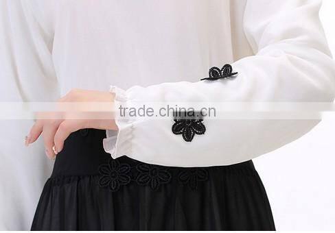 beautiful fashion lace long sleeve chiffon ladies muslim dress