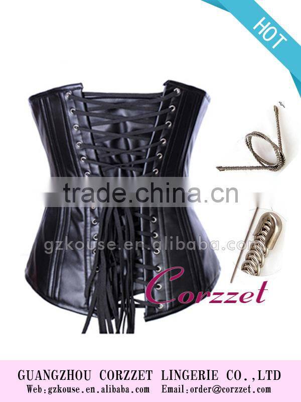 Steel Bone Underbust Black Leather Corset Bondage