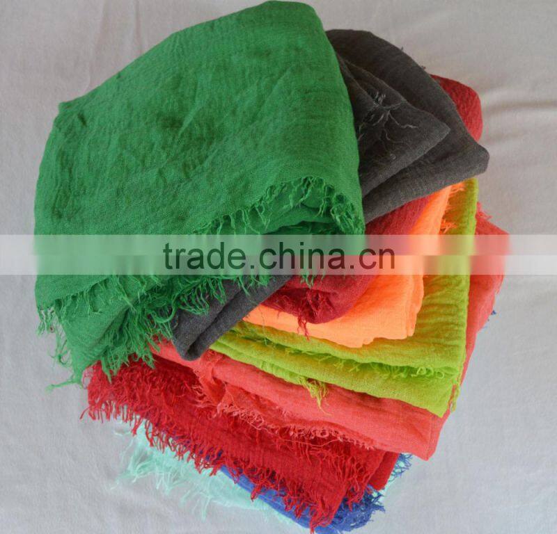 2016 hot stylish lady square short tassel fringes soft TR cotton scarf